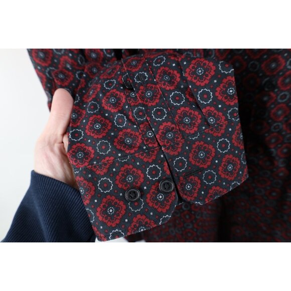 Express Mens 2XL XXL Slim Fit Geometric Tapestry Collared Button Shirt Cotton - Picture 4 of 11